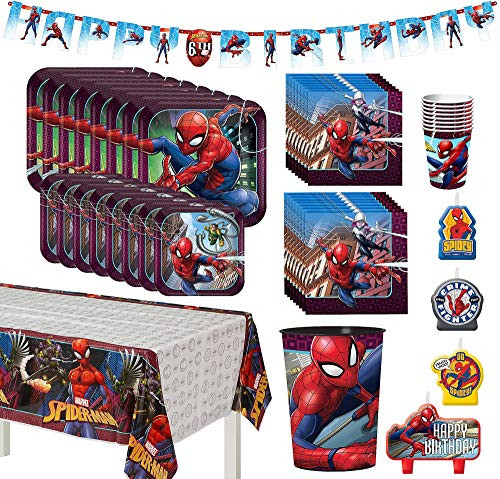 Party City Spider-Man Tableware Kit for 8 Guests Party Supplies Includes Candles Banner Cutlery