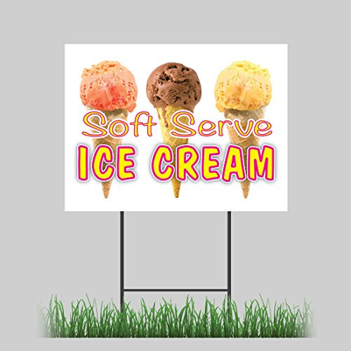 12 inch x18 inch  Soft Serve Ice Cream 02 Yard Sign Refreshing Flavors Concession Stand Sign