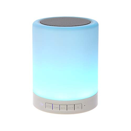 SHAVA Night Light Bluetooth Speaker, Portable Wireless Bluetooth Speakers, Touch Control, Color LED Speaker, Bedside Table Light, Speakerphone/TF Card/AUX-in Supported (White), 7