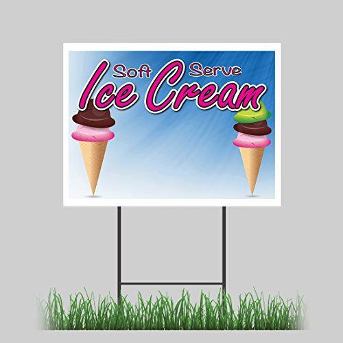 18 inch x24 inch  Soft Serve Ice Cream 01 Yard Sign Refreshing Flavors Concession Stand