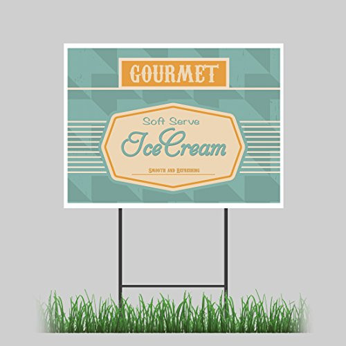 12 inch x18 inch  Soft Serve Ice Cream 03 Yard Sign Ice Cream Cold Concession Stand Sign