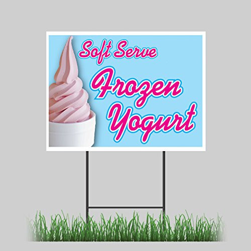 12 inch x18 inch  Soft Serve Frozen Yogurt Yard Sign Ice Cream Concession Stand Sign