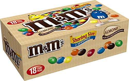 M and MS Almond Chocolate Candy Sharing Size 2.83-Ounce Pouch 18-Count Box