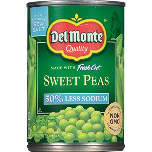 Del Monte Canned Sweet Peas with 50 percent Less Sodium 15 Ounce  Pack of 12