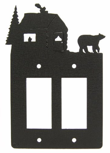 Innovative Fabricators Inc. Bear  and  Cabin Double GFI Rocker Light Switch Plate Cover