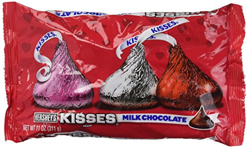 Valentines Hershey Kisses Milk Chocolate Candy 11-Ounce Bag  Pack of 4