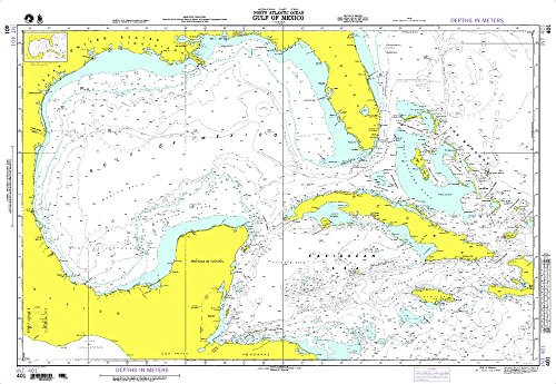 Paradise Cay Publications NGA Chart 401  Gulf of Mexico-N.Atlantic Ocean-Int.401  Waterproof  29 x 42