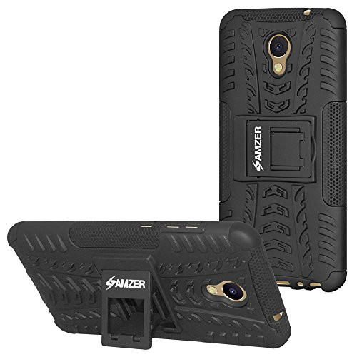 Amzer Slim Protective Shockproof Hybrid Warrior Dual Layer Case Skin for Meizu Note 5 - Black