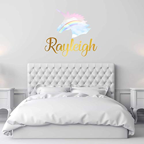 Unicorn Rainbow Wall Decal Custom Name - Girls Personalized Name Unicorn Wall Sticker - Custom Name Sign - Custom Name Stencil Monogram - Girls Nursery Wall Decor