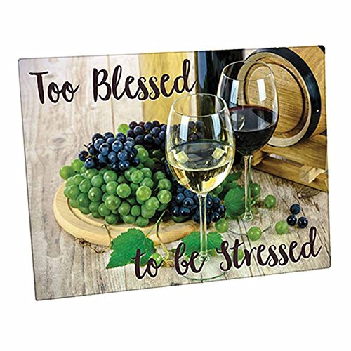 Too Blessed To Be Stressed Glass Cutting Board