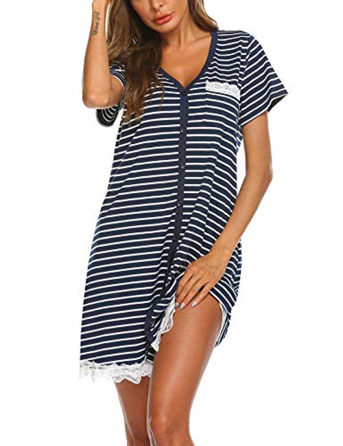 Ekouaer Womens Postpartum Essentials Nightdress Cotton Sleepwear Short Nightgowns Knit Sleepshirts