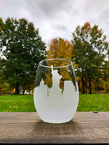 New York City Skyline Stemless Wine Glass-NYC