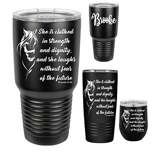 Horse Tumbler Proverbs 31 Tumbler 30oz 20oz or stemless wine Personalized Tumbler Engraved Travel Mug