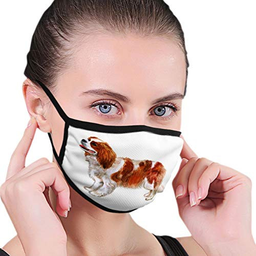 Mouth Breathable Scraf Bandana Watercolor Closeup Portrait Cavalier King Charles Spaniel Breed Dog