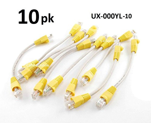 CablesOnline 10-PACK 6 inch CAT5e Crossover Ethernet RJ45 Patch Cable, (UX-000YL)