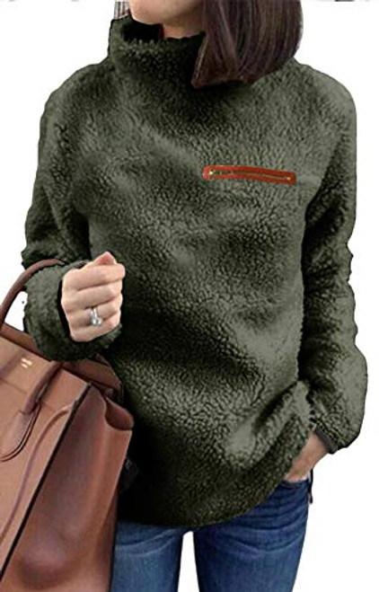 onlypuff Green Pullover Sweaters Sherpa Jacket Women Long Sleeve Tunic Warm Top XXL onlypuff Green Pullover Sweaters Sherpa Jacket Women Long Sleeve Tunic Warm Top XXL