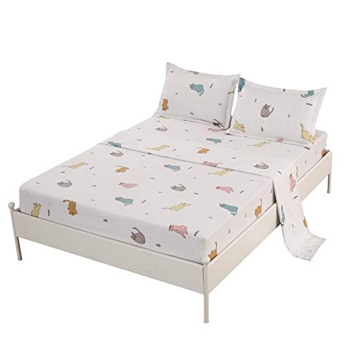 SDIII 4PCS Cute Cat Bedding Sheet Sets Full Size Animal Bed Sheets with Flat Fitted Sheet for Boys Girls and Teens SDIII 4PCS Cute Cat Bedding Sheet Sets Full Size Animal Bed Sheets with Flat Fitted Sheet for Boys Girls and Teens