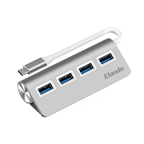 Elando USB-C Hub, USB Type-C to USB 3.0 Adapter with 4 USB 3.0 Ports, Aluminum Data Hub for iMac Pro, MacBook Pro 2017, Dell XPS 13, Google Chromebook and More