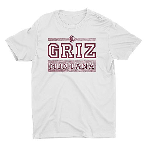 Official NCAA University of Montana Grizzlies Griz Premium Mens Womens Boyfriend T-Shirt CR9FS02 - White Large