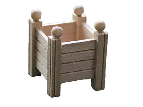 Melody Jane Dollhouse Square Versailles Planter Pot Miniature Bare Wood Garden Accessory