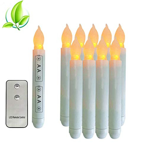 Flameless LED Taper CandleBattery Operated Yellow Flickering Window Candle with Remote ControlRealistic LED Pillar Candle for HalloweenChristmas Party WeddingTable DinningHome Decor