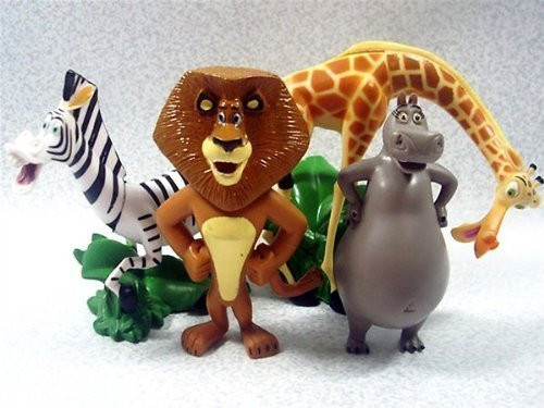 Set of 4 Madagscar 3" to 4" Figures Featuring Gloria the Hippo, Alex the Lion, Marty the Zebra, and Melman the Hypochondriac Giraffe