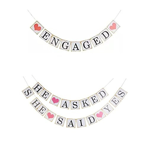 Engagement Bunting Banner Wedding Bridal Party Decoration Photo Booth Props Kit ENGAGED and HE ASKED SHE SAID YES