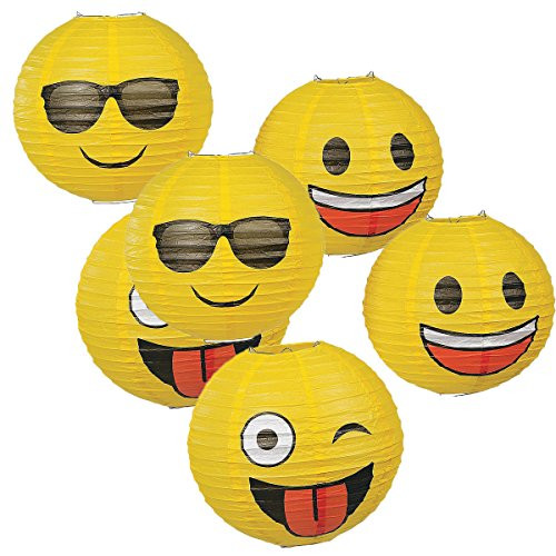 Fun Express Emoji Hanging Party Lanterns - 6 Pieces