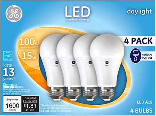 GE Daylight 100 Watt Replacement LED Light Bulbs General Purpose Bluish White Light Bulbs 4 Pack  Daylight 4 Pack
