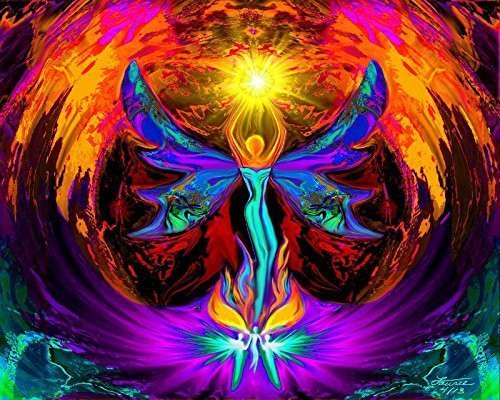 Psychedelic Wall Art Chakra Art Print  inch Phoenix Rising inch