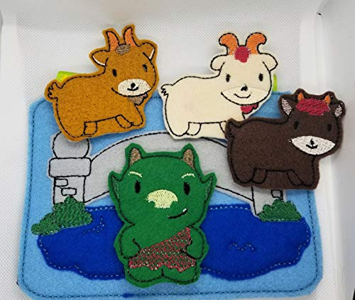 Billy Goat Gruff and Grumpy troll under bridge Finger puppet set with Carry Case