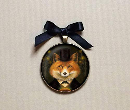 Fox Ornament - Victorian Fox Christmas - Portrait Miniature