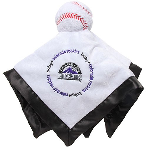 Colorado Rockies Black Baby Security Snuggle Bear Blanket - 14" x 14" MLB Infant Gift set
