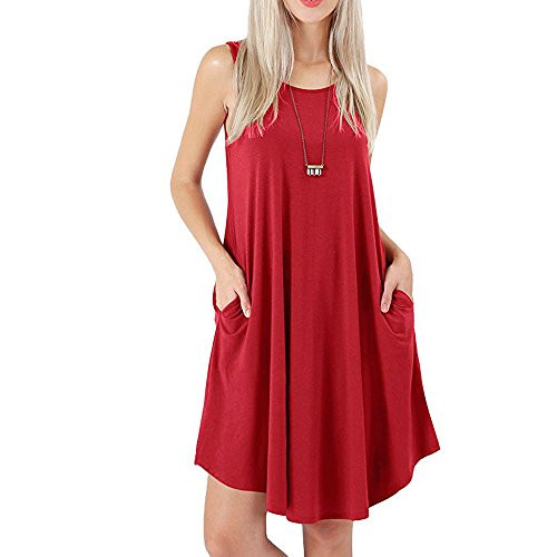 KYLEON Womens Sleeveless Pockets Casual Swing T-Shirt Dresses Summer Loose Solid Beach Party Mini Short Tunic Tank Sundress KYLEON Womens Sleeveless Pockets Casual Swing T-Shirt Dresses Summer Loose Solid Beach Party Mini Short Tunic Tank Sundress