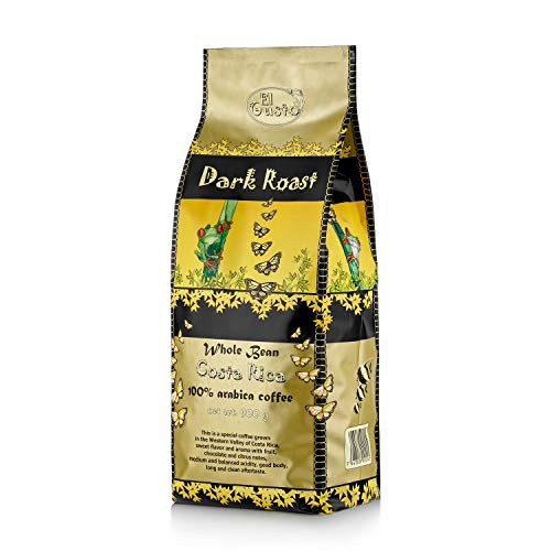 El Gusto Dark Roast Costa Rican harvested and roasted whole bean Arabica coffee El Gusto Dark Roast Costa Rican harvested and roasted whole bean Arabica coffee