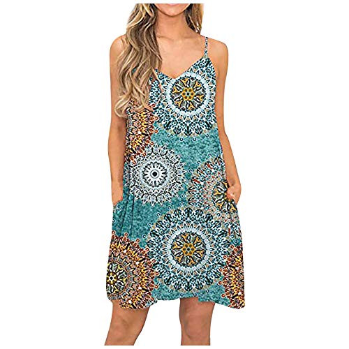 Hotkey Womens Halter Neck Floral Print Summer Casual Sundress Sleeveless Mini Dress Cocktail Boho Dress