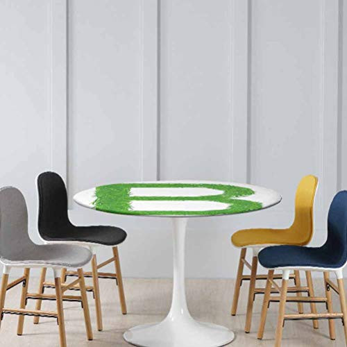 Elasticized Tablecloth Kids Baby Boys Children Capital B Name Fresh Growth Environment Ecology Concept Event Stretchable Tablecloth No Fabric Draping Down for Puppy to Grab Green Diameter - 31 Inch