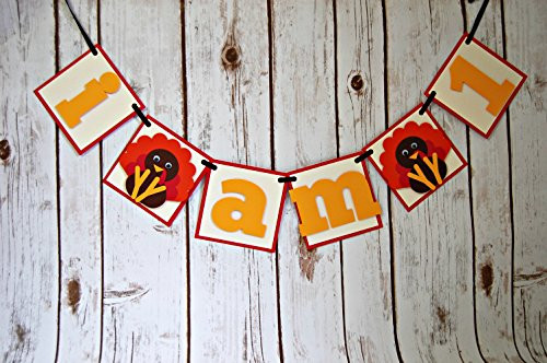 Lil Turkey Mini Highchair Banner Gobble Gobble Birthday Thanksgiving Party