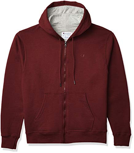 Champion Mens Powerblend Full-Zip Hoodie Maroon Small