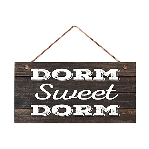 MAIYUAN Dorm Sweet Dorm Sign College Dorm Wall Decor College Sign Dark Wood Style with White Text 5 inch  x 10 inch  Sign STYLE2-WH70 E2-WH7003