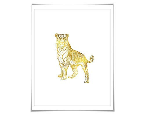 Tiger Gold Foil Art Print. 7 Foil Colours. 3 Sizes. Animal Print Wildlife Art Lion Poster.