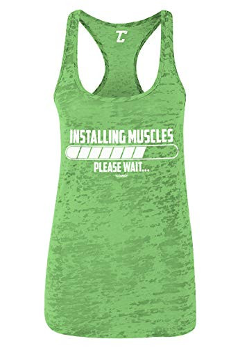 Installing Muscles Please Wait - Gym Workout Womens Racerback Tank Top  Kelly Green Medium