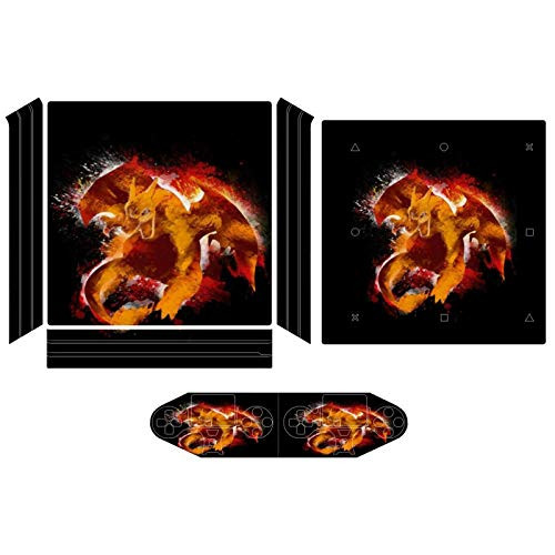 Dragon Storm Charizard Compatible with PS4 Pro controller and console skin sticker protective cover wireless wired gamepad controller