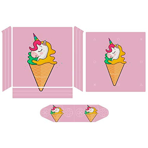 Unicorn Ice Cream Princess Compatible with PS4 Pro controller and console skin sticker protective cover wireless wired gamepad controller