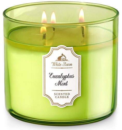 Bath  and  Body Works White Barn 3-Wick Candle in Eucalyptus Mint