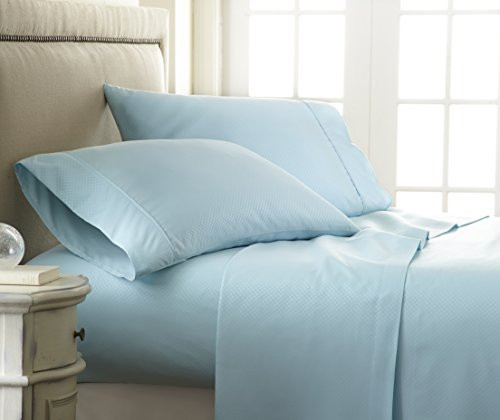 ienjoy Home 4 Piece Sheet Set Embossed Checkered Pattern Full Aqua