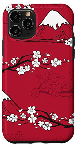 iPhone 11 Pro Japanese Pink Cherry Blossom Sakura Flower Red Background Case