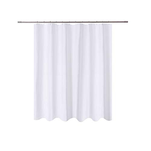 N&Y HOME Short Shower Curtain Liner Fabric - 72 x 65 Shorter Length, Hotel Quality, Mildew Resistant, Washable, Water repellent, White Spa Bathroom Curtains with Grommets