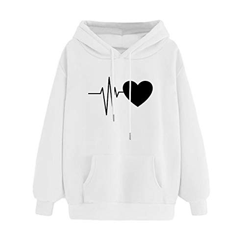 nikunLONG Womens Autumn Winter Drawstring Hoodie Sweatshirt Comfortable Pocket Patchwork Long Sleeve Pullover Outwear White3X-Large