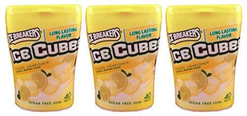 Ice Breakers Ice Cubes Sugar Free Gum Cool Lemon 40-Piece Container  Pack of 3